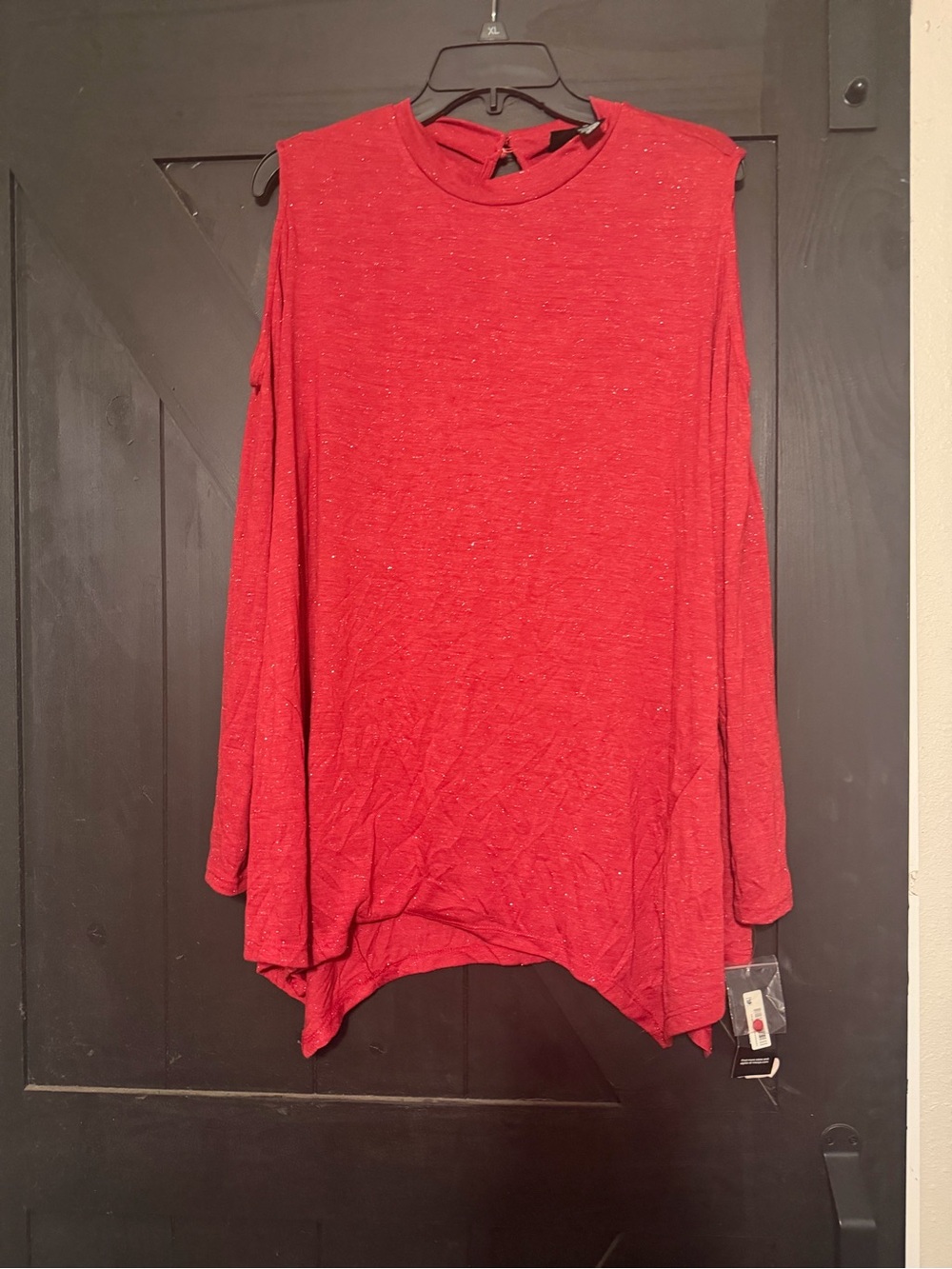 Style & Co. Red Long-Sleeve Cutout Hem Sweatshirt